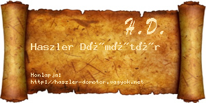 Haszler Dömötör névjegykártya